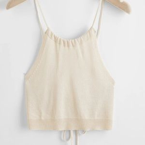 Solid lace up back knit top